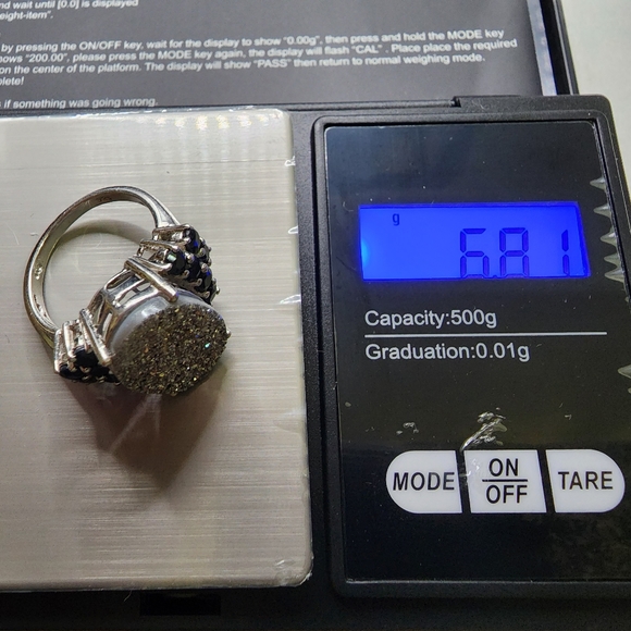 10 K White Gold Drusy Quartz  Ring size 9 - Picture 8 of 10